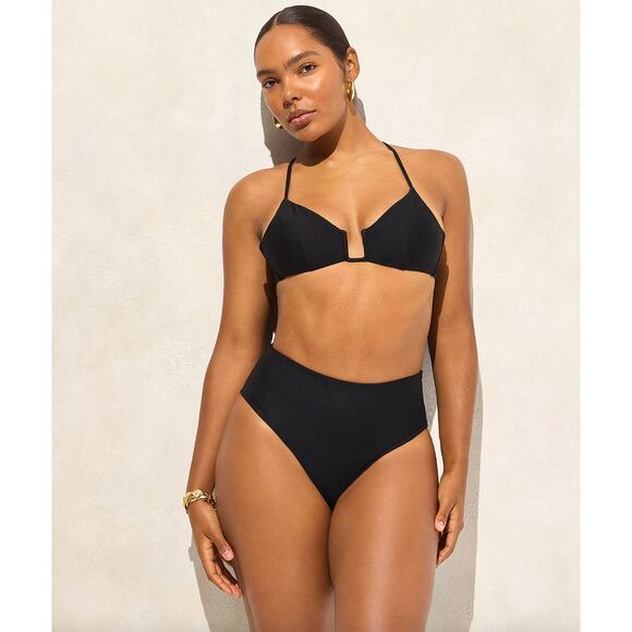 J.Crew Bikini Swimsuit Classic Sculpt Mira Hallie High Waist Set Black Small NWT - Picture 1 of 16